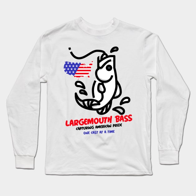 Largemouth Bass: Capturing American Pride, One Cast at a Time Long Sleeve T-Shirt by lildoodleTees